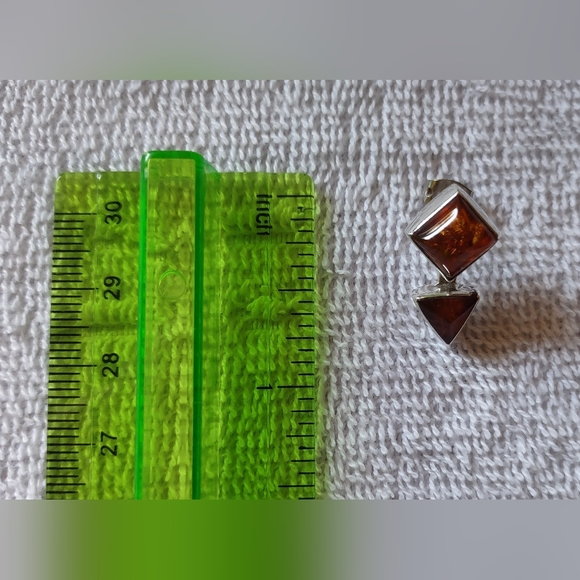Amber sterling silver earrings - Picture 4 of 4